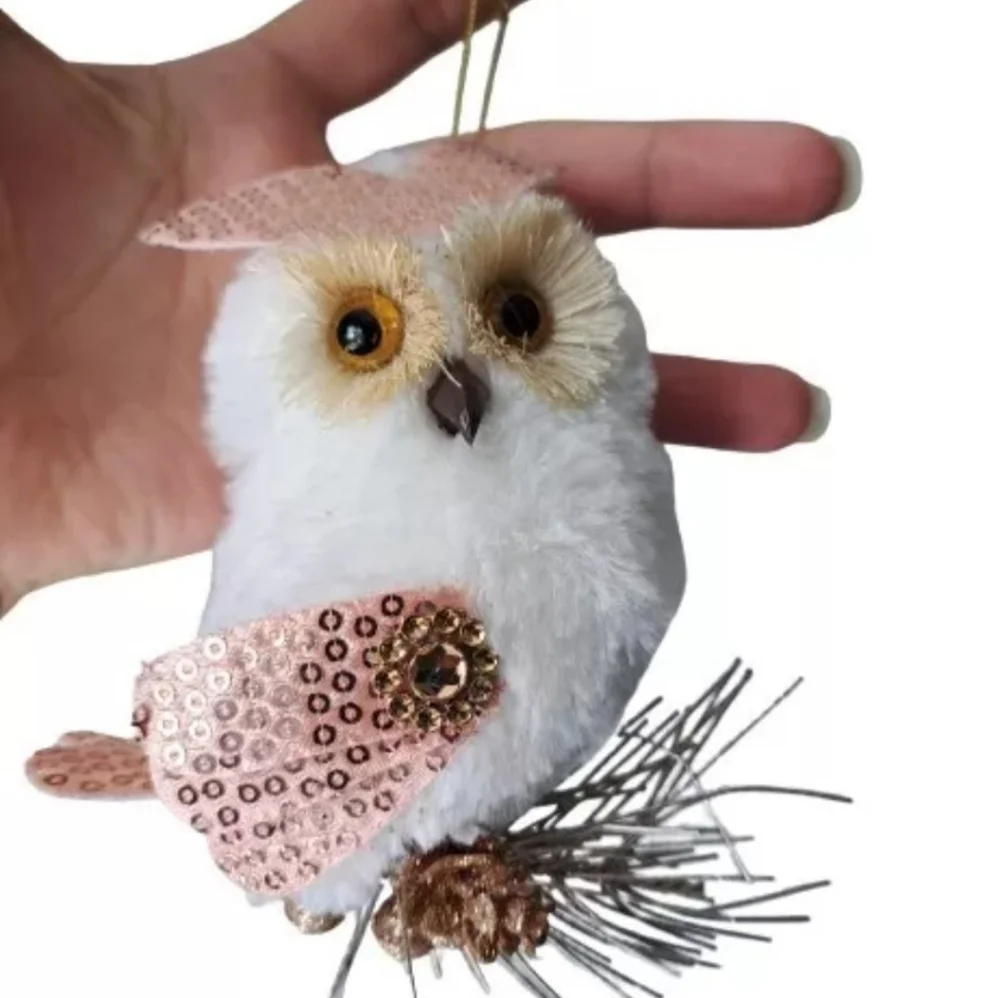 Christmas White Owl Animal Tree Hanging Pendant  Ornaments 3 Pcs Tree Decor